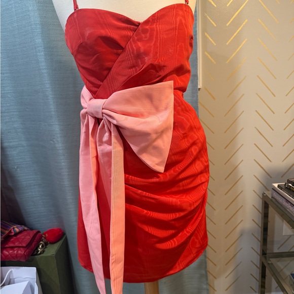 Beautiful red dress with pink bow mini dress from Future Collective size S NWT - Picture 7 of 7